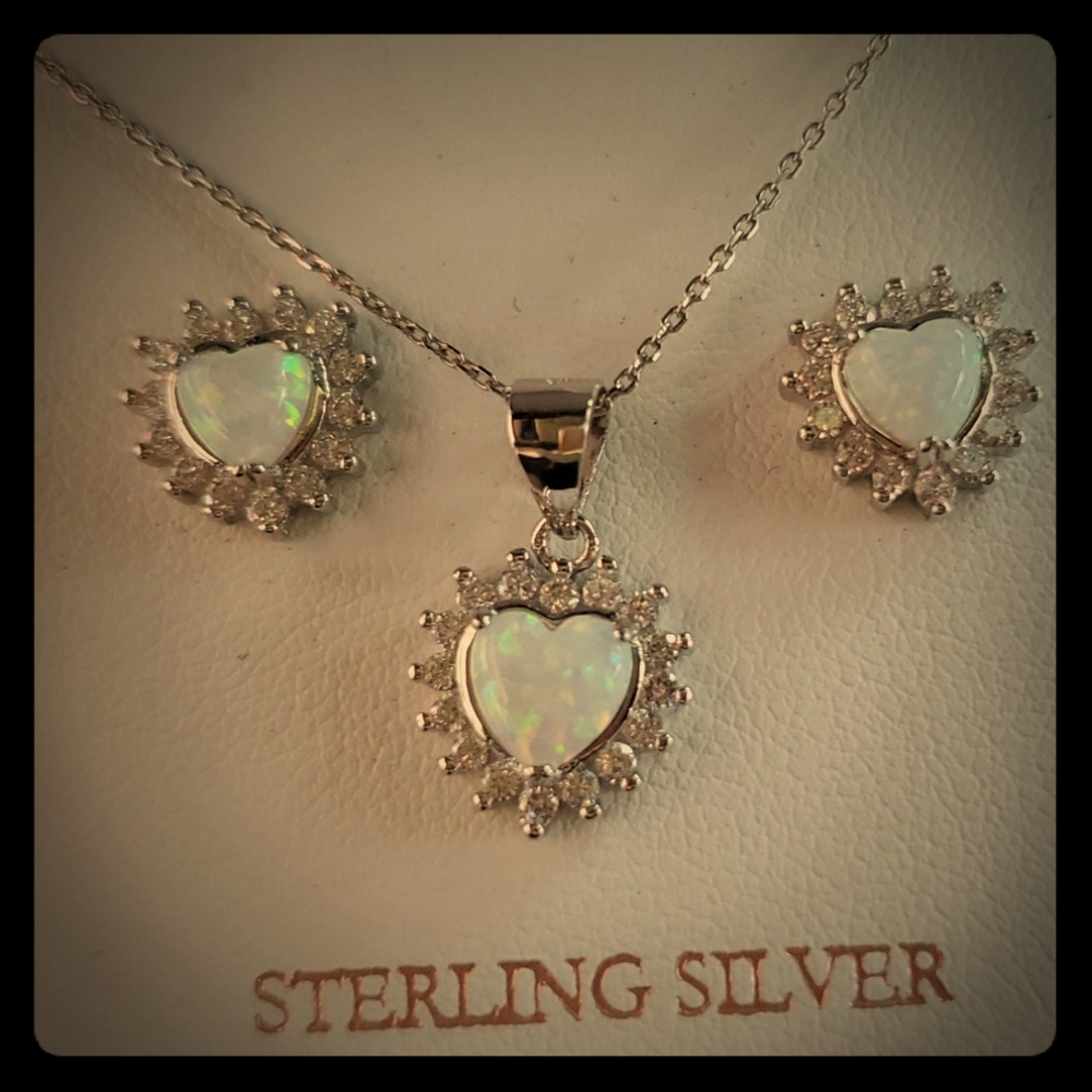 Opal necklace and earring set
